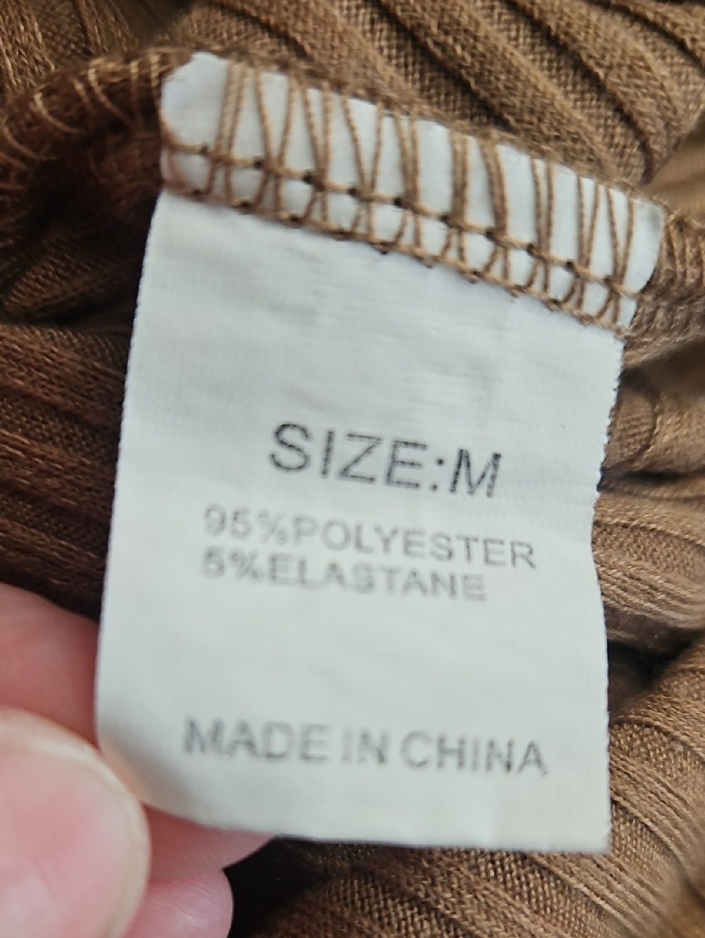 Ribbed Ruffle Sleeve Crop Top — Tan Size Medium - Picture 3 of 3